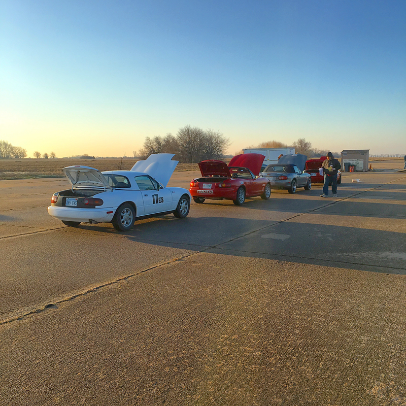 6 Miatas in one picture. I think we had at least 12 running this weekend.